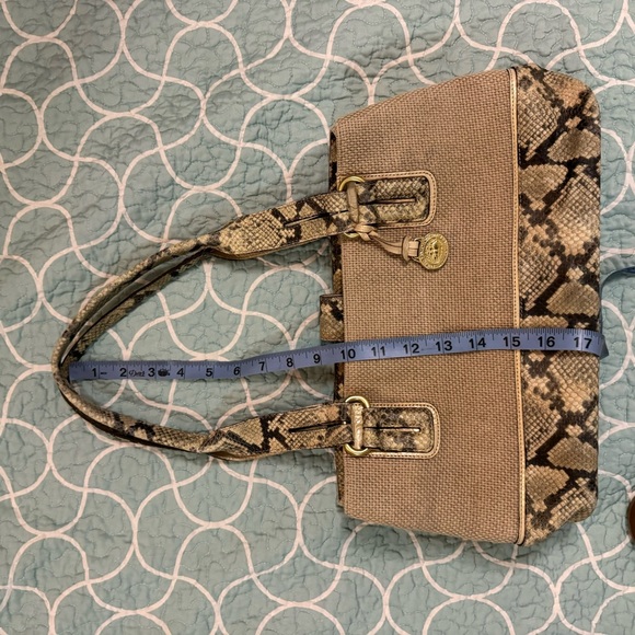 Brahmin snake print leather neutral taupe medium shoulder bag purse - Picture 14 of 15
